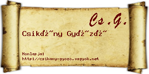 Csikány Győző névjegykártya